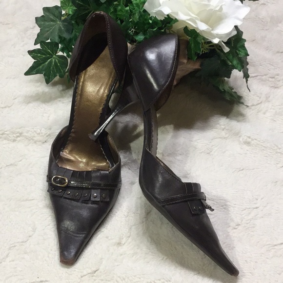 BCBG Shoes - Used BCBG Brown Leather Flex Sole D’Orsay, 9M